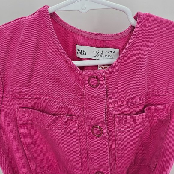 Zara Girls Pink Demin Jumpsuit Size 3-4 years - Picture 5 of 5